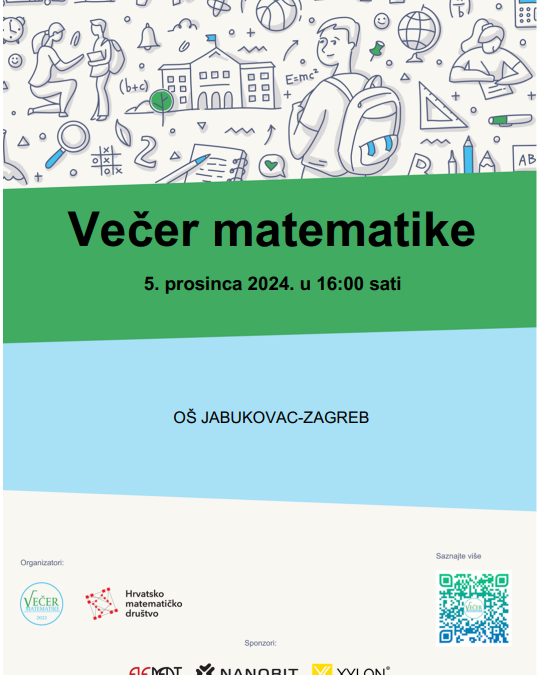 Večer matematike kod nas u školi 5.12.2024. u 16:00h